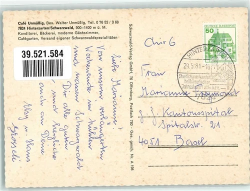 39521584 - 7824 Hinterzarten Cafe Unmuessig - Bild 2 von 2