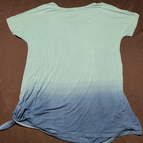 ANDREE BY UNIT blue ombre green Boho Short Sleeve Mini Dress Size Small S - Picture 4 of 6