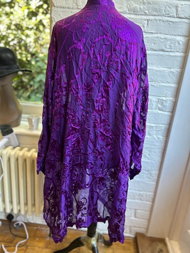 top vintage anni 90 eskandar chiffon viola trasparente, taglia unica - Foto 5 di 10