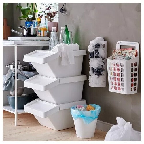 IKEA Storage Holder Plastic Carrier Bag Household Kitchen Store Dispenser White - Picture 3 of 3