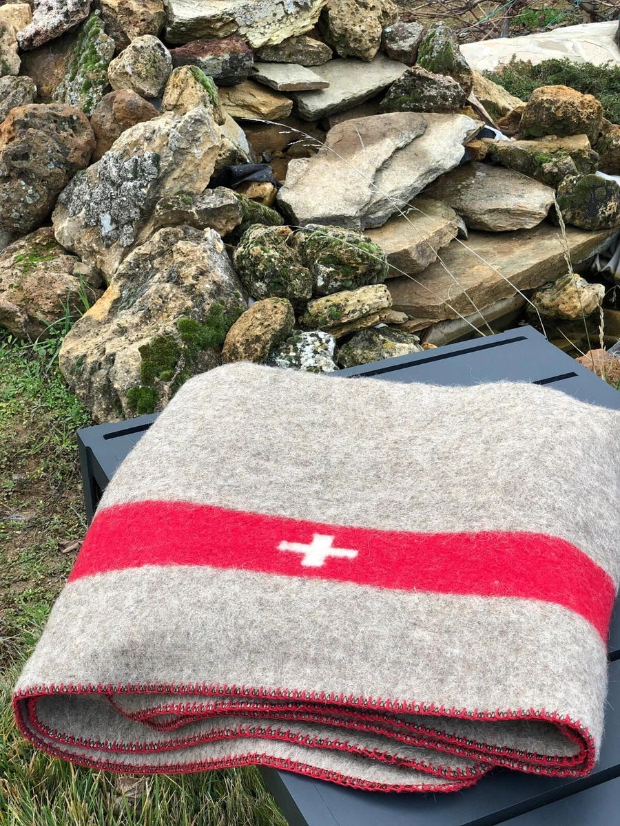Swiss Cross Army Blanket Wool Warm Camping 55