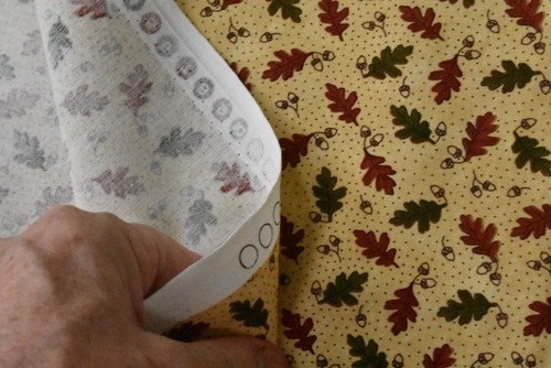 By 1/2 Yd, Red & Olive Leaves on Tan Quilt Cotton, Moda, Sandy Gervais, P8955 - Picture 4 of 7