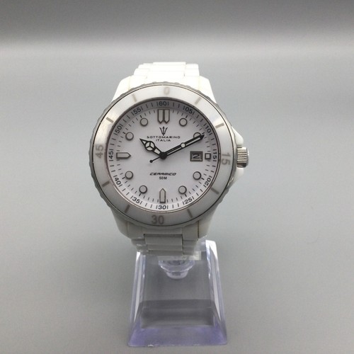 Sottomarino Italia Watch Women 30mm Silver Tone Ceramic Band Date New Battery 7" - Picture 2 of 12