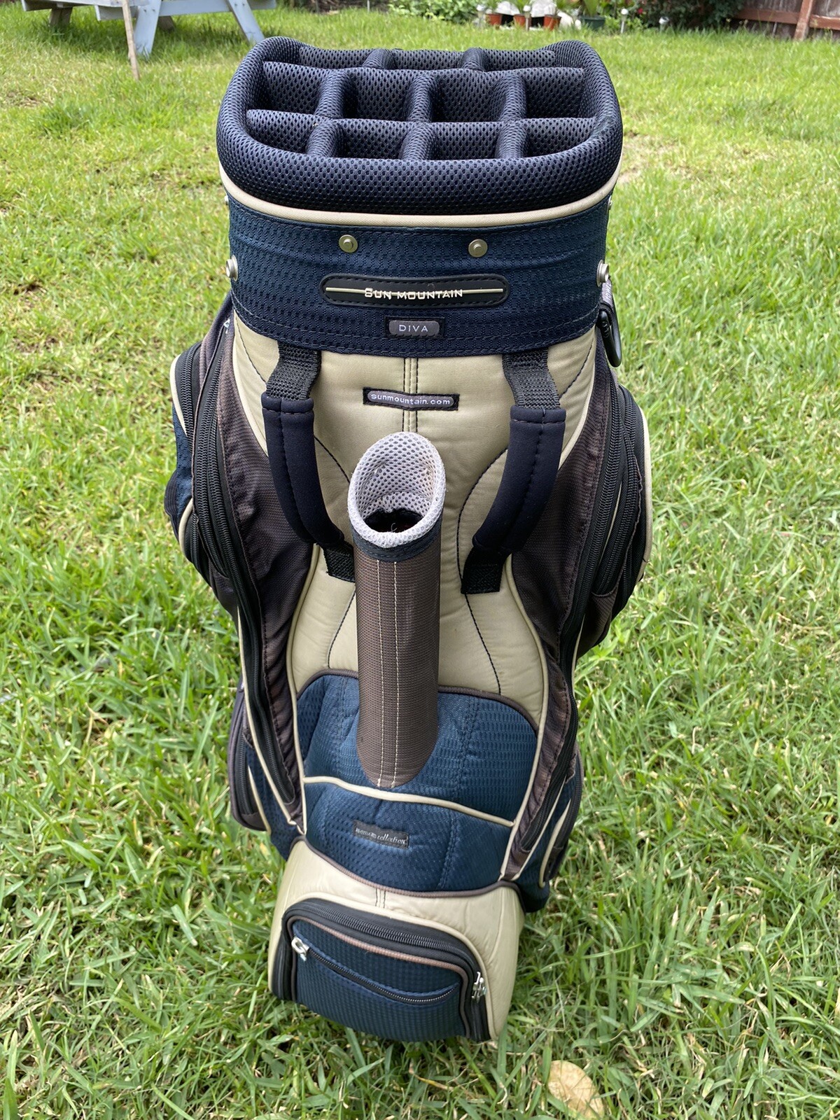 Sun Mountain Golf Women's Diva Cart Bag Blue/Brown 14-Way Divider