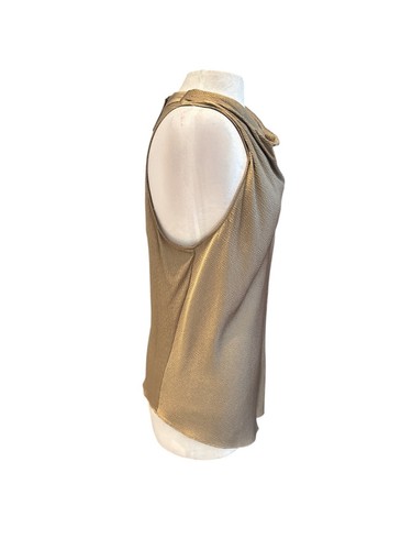 Helmut Lang Gold Sleeveless Draped Neck Blouse With Back Zipper Closure - Picture 7 of 13