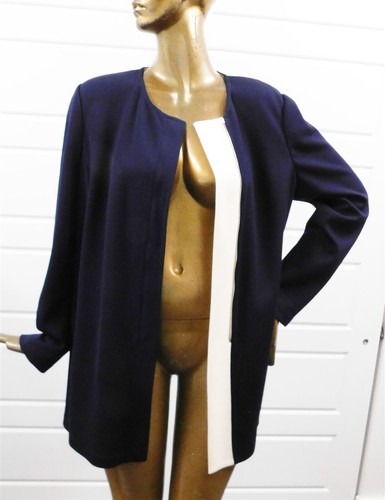 St John Navy Blue White Zip Jacket USA sz 16 - Picture 3 of 5