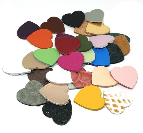 50pcs Geniune Leather heart appliques die cut for leather crafts accessories - Picture 1 of 4