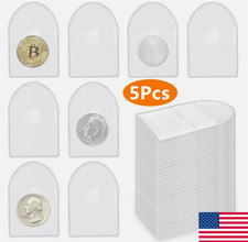 5Pcs Single Pocket Coin Sleeves Holders 2inch Coin Flips Plastic Coin Protectors