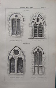 1850 antico stile architettonico gotico stampa finestra due luci ... Finestra in inglese