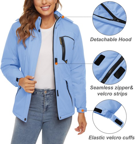 Women Moutain Hiking Winter Ski Snow Jacket Thermal Fleece Lined Waterproof Coat - Picture 20 of 85