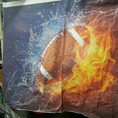 Fußball Banner 62"X80" Blitz Flammen braun rot orange weiß Feuer Wasser - Bild 3 von 3