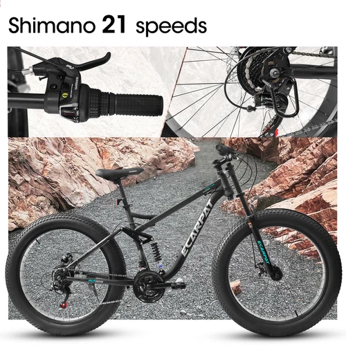 26" Mountain Bike,Full-Suspension 21 Speeds w/Disc-Brake MTB Bicycle, Fat Tire - Picture 12 of 42