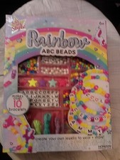 JUST MY STYLE RAINBOW ABC BEADS KIT W/ INSTRUCTIONS NIB MAKES 10 BRACELETS