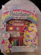 JUST MY STYLE~RAINBOW ABC BEADS KIT~W/ INSTRUCTIONS~NIB~MAKES 10+ BRACELETS