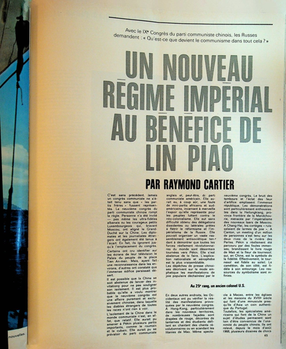 Paris Match April 12 1969 Lin Piao Dwight Eisenhower Funeral USSR Hockey - Imagen 3 de 5
