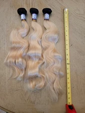 NEW 16/18/20 Queen Hair Bundles Platinum Blonde Set #613/1B Body Wave Virgin 3pk