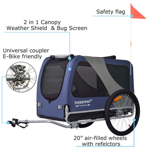 Remolque de bicicleta para perros DOGGYHUT® Premium XL remolque de bicicleta sin corredor - Imagen 22 de 34