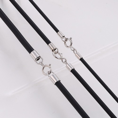 Black Woven Necklace Rope Leather Cord Stainless Steel Lobster Clasp Mens Women - Picture 3 of 28