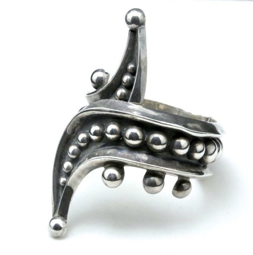 Vintage Taxco Sterling Silver Clamp Cuff Bracelet Swirl Design Mexico Signed CAR - Picture 3 of 5