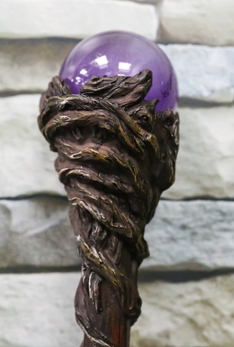 Merlin The Wizard Sorcerer Twisted Vines Staff With Purple Orb Handle 67" Long - Picture 8 of 9