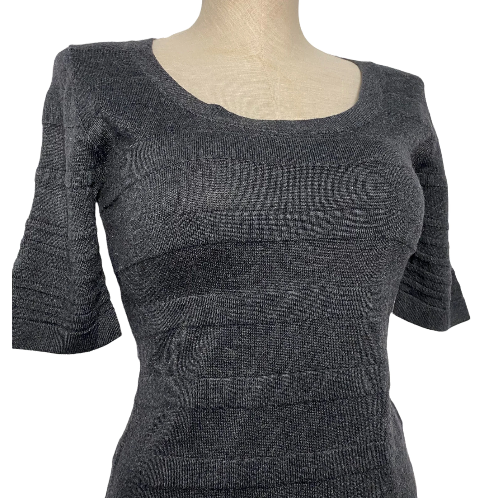 VETEMENTS Calvin Klein Vestito Donna Maglione Linea A Maglia Manica Corta Scollo Scoop Grigio S