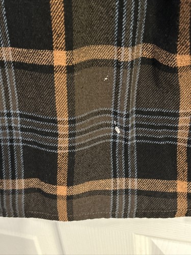 BURNSIDE Hoodie Mens Medium Black Plaid Flannel Button Down Long Sleeves Jacket - Picture 5 of 5