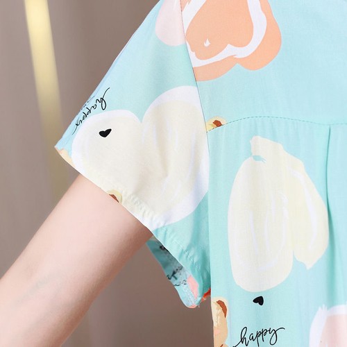 Women Short Sleeve Nightgown Sleep Shirt Pajama Dress Home Shirt Nightshirt - Picture 11 of 29