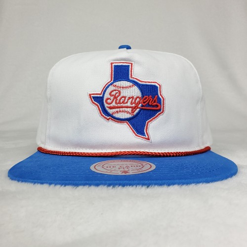 Texas Rangers Mitchell & Ness MLB Slouch Snapback Hat Cap 3D Logo White Blue NWT - Picture 2 of 8