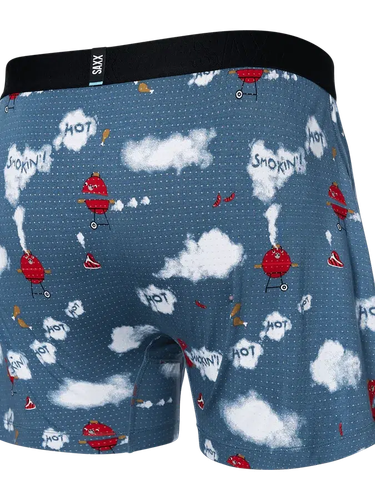 SAXX Smokin' In Bed Stone Blue DropTemp Cooling Sleep Boxer - Picture 2 of 5