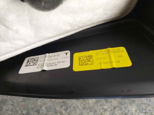 2020-2023 Tesla Model Y Rear Right Passenger RH Side Door Trim Card Black OEM - Picture 15 of 16