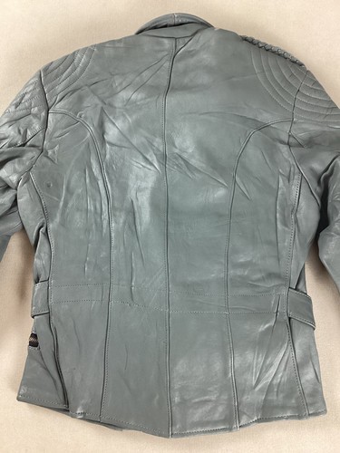 Vintage Leather Biker Jacket Motorcycle Jacket Grey EU Size 48 38” - Picture 13 of 20