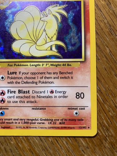 1999 Pokemon Game Ninetales Holo Base Set Unlimited #12/102 - Picture 4 of 15