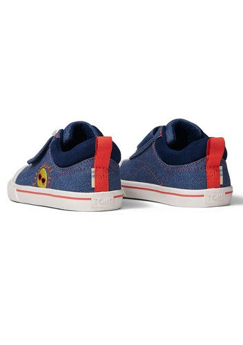 Tiny TOMS Doheny Weather Navy Denim Embroidery Tiny Sneakers Toddler shoe kids - Picture 3 of 4