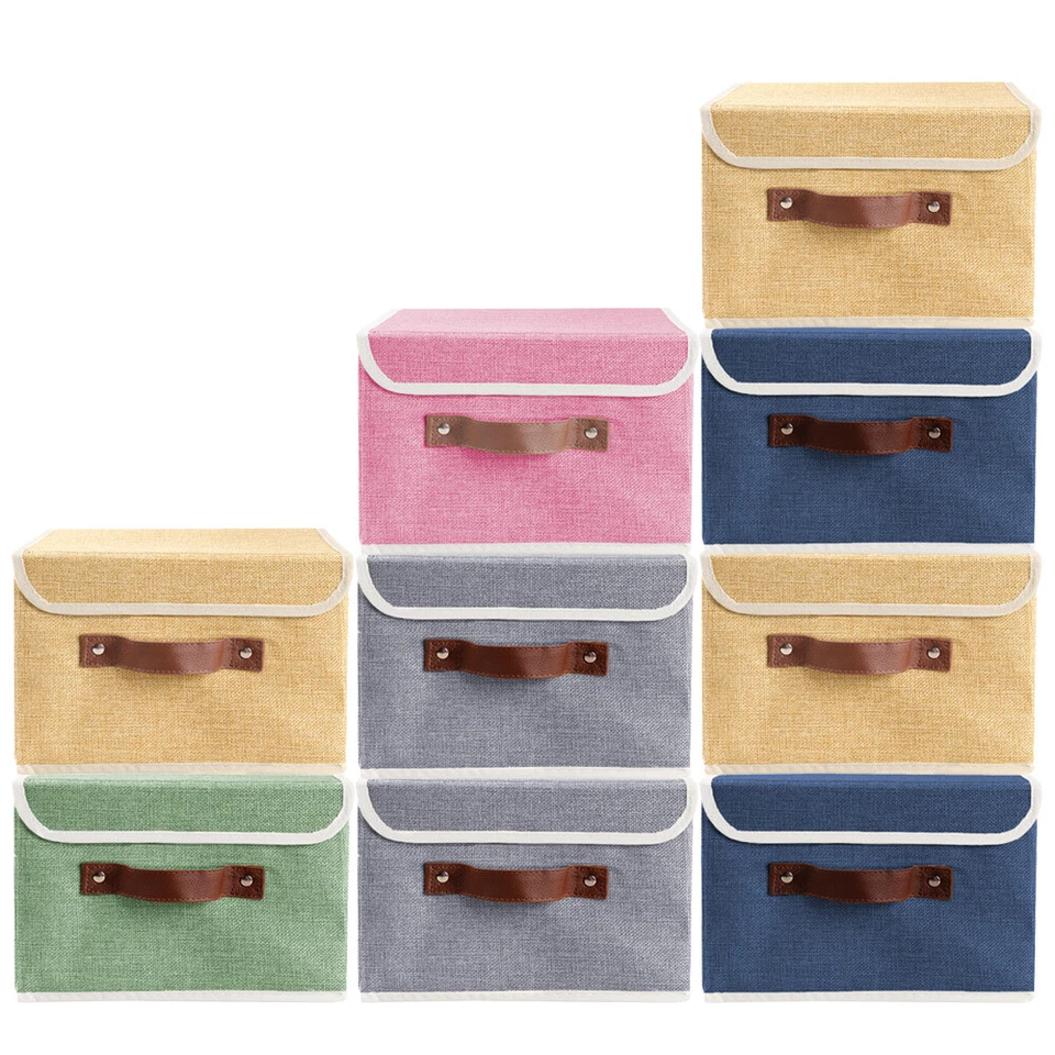6Pcs 10×8" Collapsible Fabric Cube Storage Bins Home Organizer Boxes Baskets - Image 2 of 4