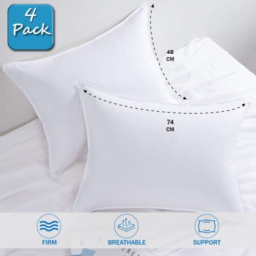 Duck Feather Down Filled Pillows Soft Hotel Quality Pillows 2 PACK or 4 PACK - Picture 9 of 14