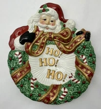 Fitz and Floyd Christmas Santa Dish Ho! Ho! Ho! Holiday Cookie Plate Excellent