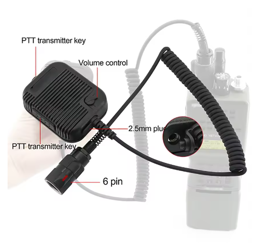 PTT 6 Pin Handheld Microphone for PRC 148/152 /163 Radio Walkie Talkie Dummay Ca - Zdjęcie 4 z 6