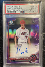 2022 Bowman Chrome Mason Albright 1st Bowman Purple Refractor Auto /250 PSA 10
