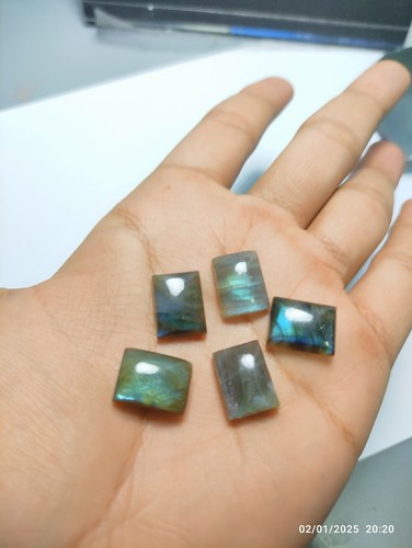 Labradorite Baguette Gemstone 15x11x5 mm - Stunning Cabochons (5 Pcs Lot) - Picture 5 of 8