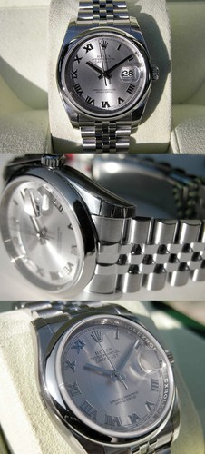Reloj Rolex Datejust 116200 acero Jubilee 36 mm bisel abovedado rodio esfera romana - Imagen 4 de 4