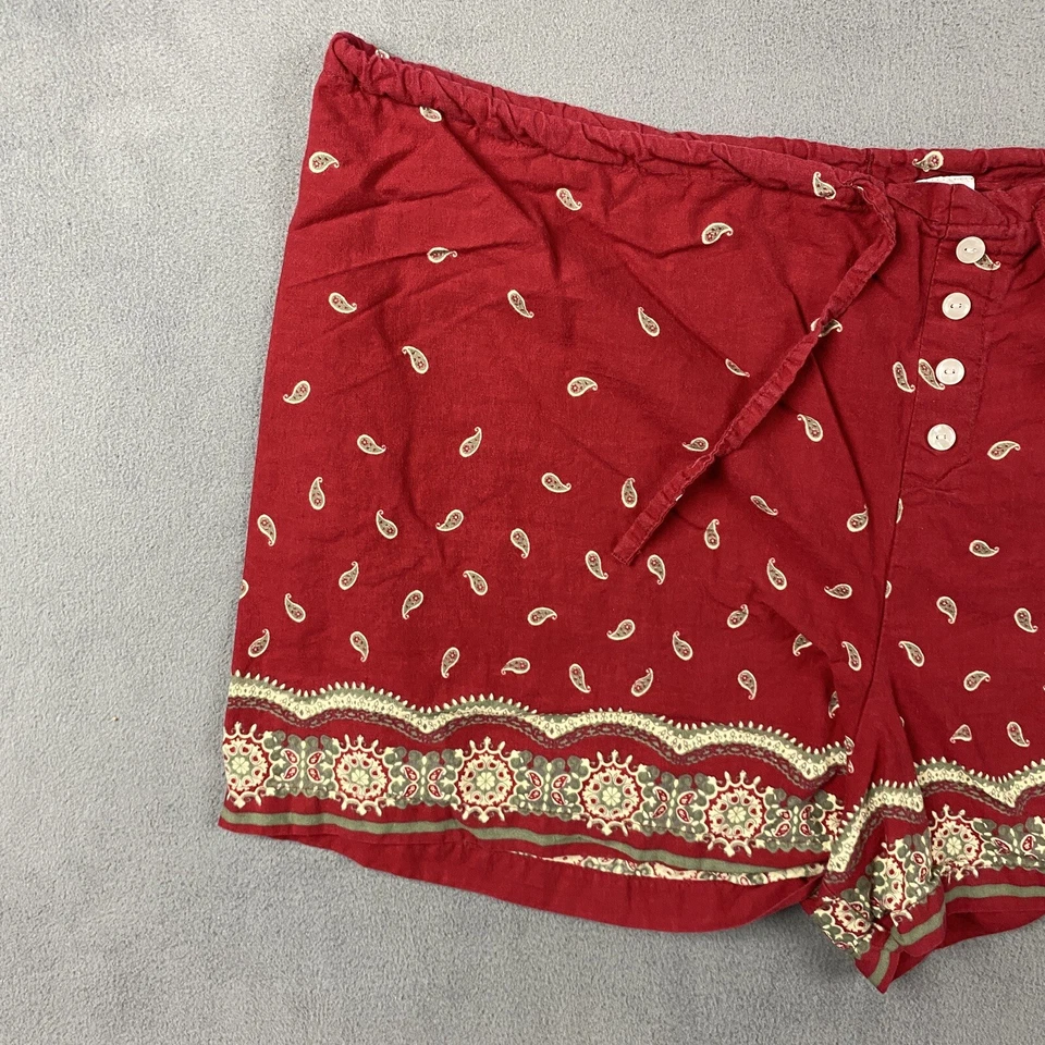 Vintage Xhilaration Shorts Size XL Red Floral Paisley Cotton Y2K Cottagecore - Image 2 of 4