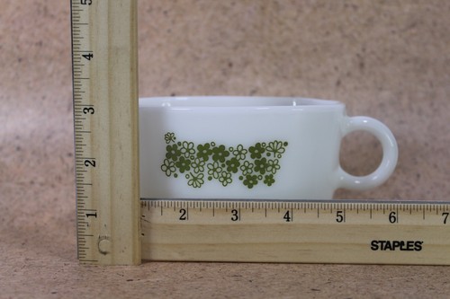 VTG Pyrex Corning White Green Spring Blossom 77-B Crazy Daisy Gravy Milk Boat - Picture 5 of 8