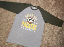 Green Bay Packers NFL Men's 47 Brand Printed "Baseball Sleeve" T-Shirt Size L