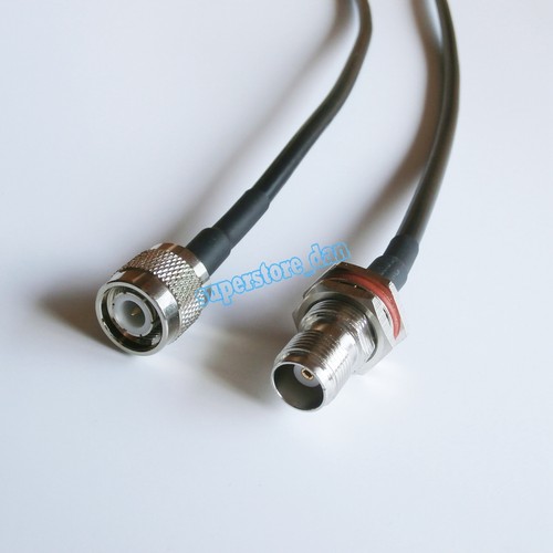 20inch RF RG58 cable TNC male plug to TNC female bulkhead jumper pigtail - Afbeelding 1 van 6