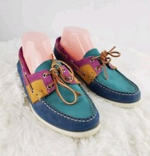 Vintage L.L. Bean Leather Multi-Color Blucher Made in Maine Moccasin Boat Shoe 7