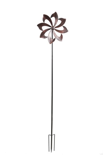 Garden Wind Spinner Metal, Single Blade Rotating Stake for Lawn&(Copper-Colored) - Picture 2 of 9