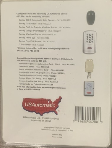 GATE/GARAGE 2 BUTTON REMOTE W/CLIP SENTRY TRANSMITTER 030213 - Picture 2 of 2