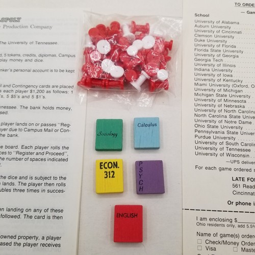 1987 1st Edition Volopoly University of Tennessee Monopoly Style Game - Picture 5 of 6