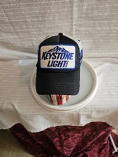 Vintage Coors Keystone Light Beer 3 Stripes Black Blue Snap Back Cap Collectible