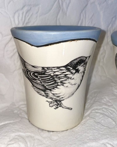 Vintage Laura Zindel Keramik Tasse mit Vogel, Handarbeit